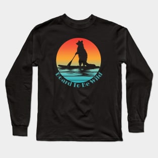 Retro Board To Be Wild Raccoon Paddler Long Sleeve T-Shirt